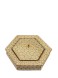 شکلات خوری خاتم کاری / شش گوش / مدل حوضی / دسته برنجی / پایه چوبی / داخل و کف چوب راش / اثر گروه هنری رستا / قطر 19 سانتی متر
