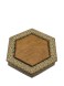شکلات خوری خاتم کاری / شش گوش / مدل حوضی / دسته برنجی / پایه چوبی / داخل و کف چوب راش / اثر گروه هنری رستا / قطر 19 سانتی متر