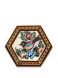 جعبه سکه خاتم کاری / رو نقاشی / طرح گل و مرغ / درب جدا / داخل چوب راش / شش ضلعی / اثر گروه هنری رستا