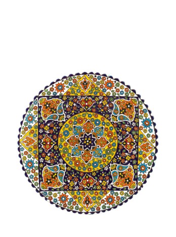 بشقاب سفال میناکاری / اثر گروه هنری رستا / قطر 30 سانتی متر